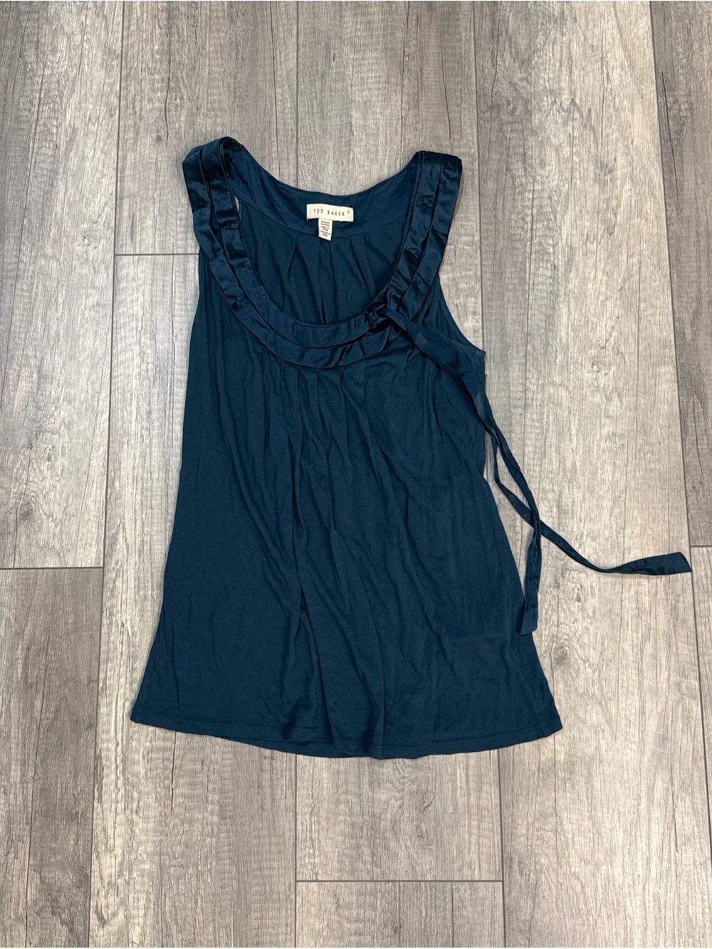Ted Baker Teal Ruffle-Trim Tank with Side Tie
